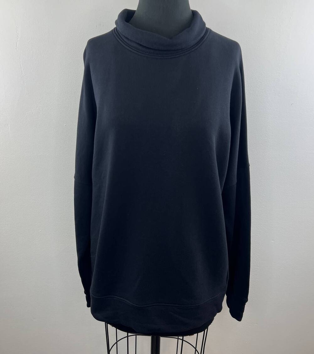 COS Navy Blue Oversized Mock Neck Seamed Long Sleeve Pullover Sweatshirt Top S